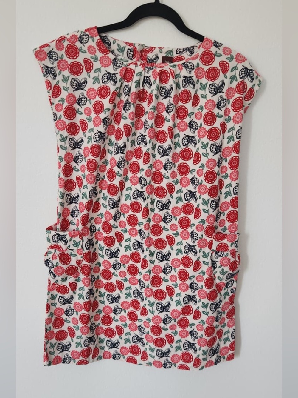 Tea Collectoin Floral Print Short Sleeve Tunic with Pockets